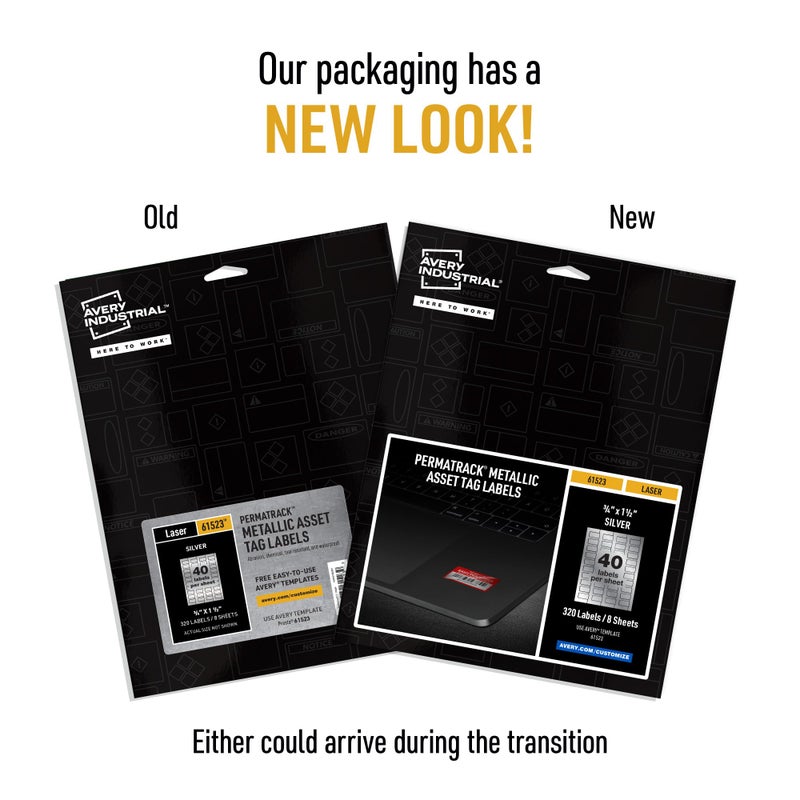 Avery Metallic Asset Tag Labels, 3/4 x 1-1/2", Laser Printable Tags, 320 Waterproof Labels (61523) - Image 2